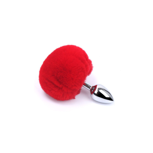 Plug anal aluminium avec pompon rouge Taille S 